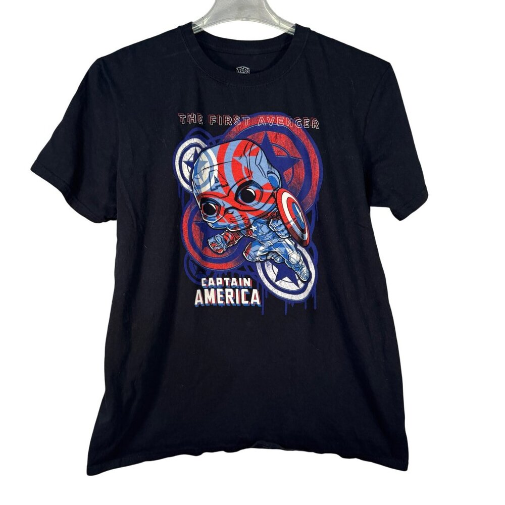 Pop Tees Marvel Captain America Mens Size  Large Black T-Shirt